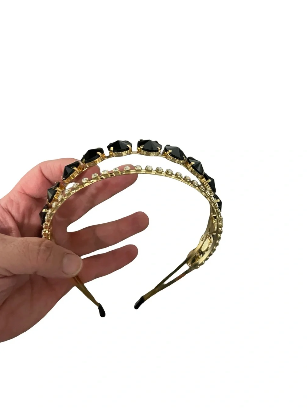 Gold Headband with Black Crystal Accents FINAL PRICE DROP